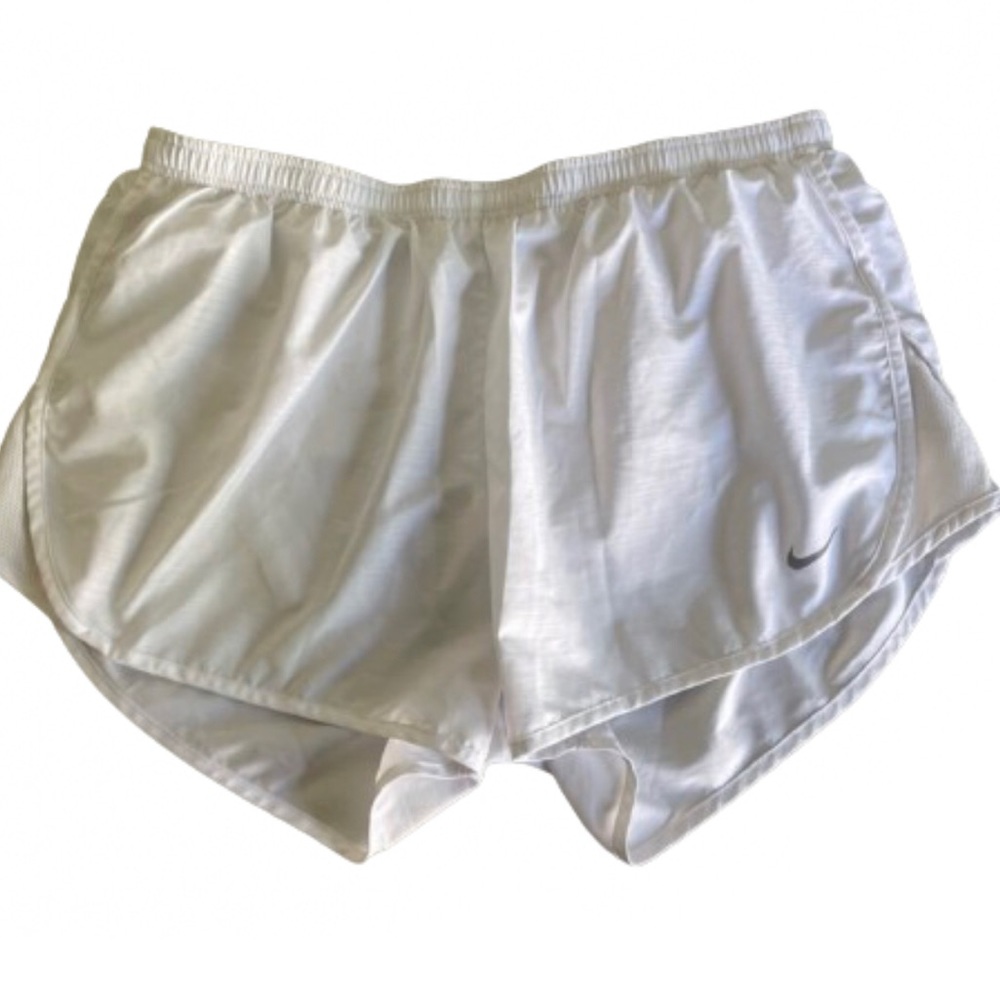 Nike Dri-Fit White Running Shorts with zipper pocket in back -size large
